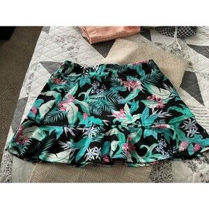 Tommy Bahama Golf Ruffled Skort Black Floral Sz L